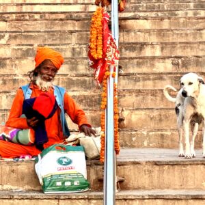 Babaji and his friend at the Ganges in Varanasi