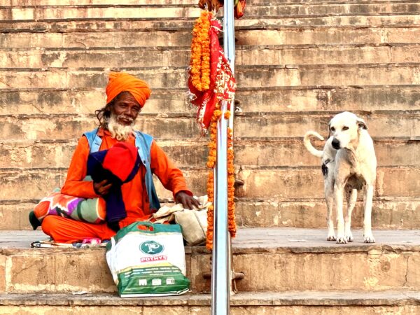 Babaji and his friend at the Ganges in Varanasi